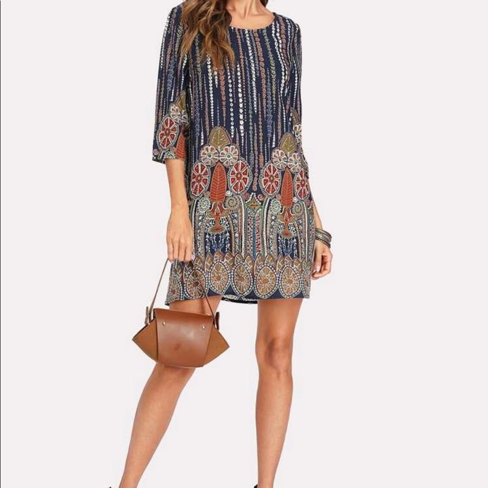 Boho Tribal Print Tunic Dress